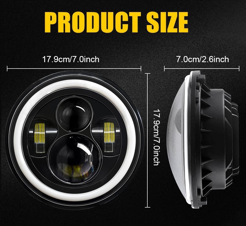 Amazon | 7インチ LEDヘッドライト イカリング HI/Lo 50W 6500K